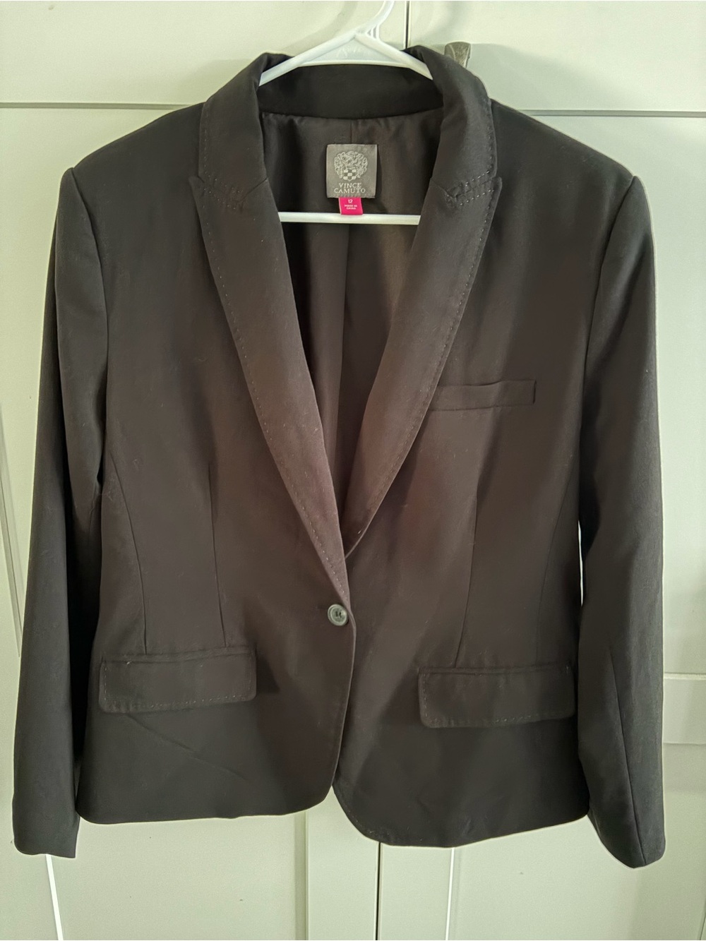 Vince Camuto Black Single-Button Notch-Lapel Blazer